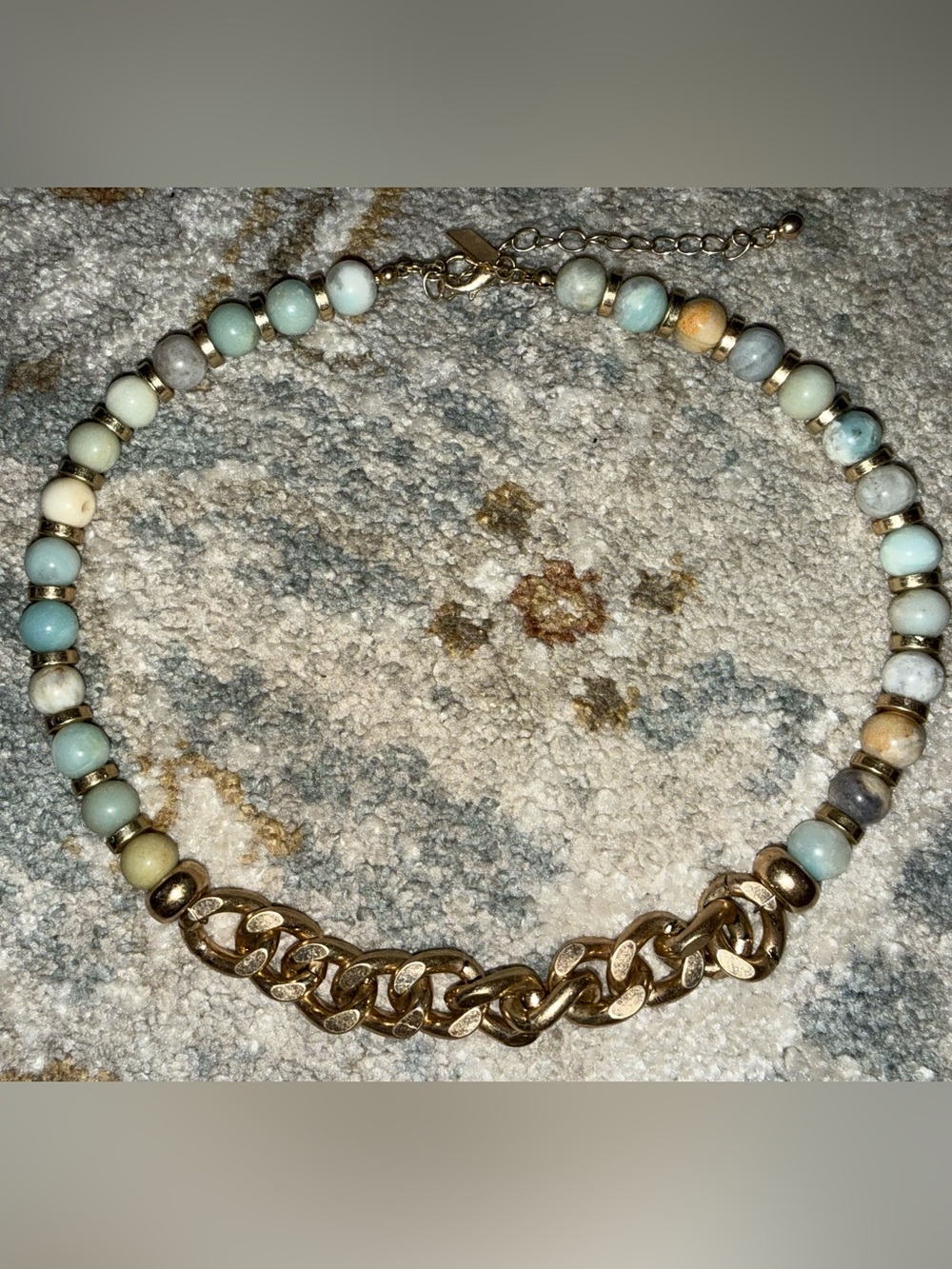 Canvas Gold Chain and Jade Stone Bead Choker